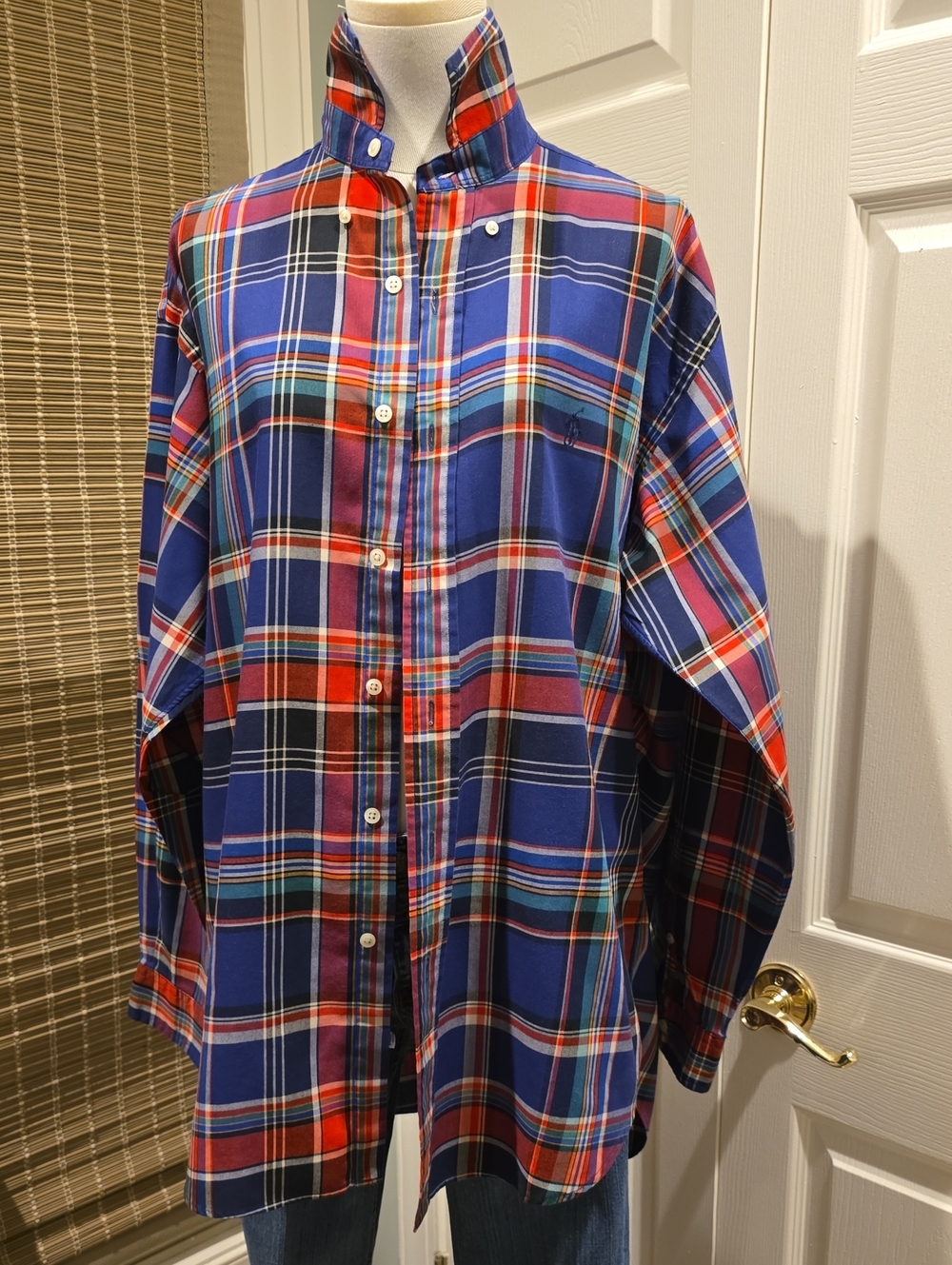 Ralph Lauren Blue and Red Plaid Button-Down Shirt